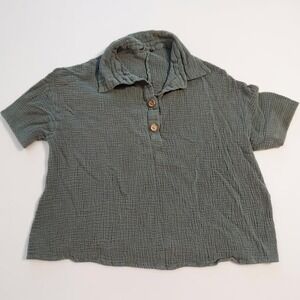 BloomChic Women's Collared Button Up Short Sleeve‎ Top Blouse Plus Size 14/16